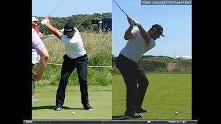 Jon Rahm golf swing  Long Iron faceon amp downtheline July 2017 [upl. by Helprin]