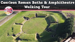 CAERLEON ROMAN BATHS amp AMPHITHEATRE WALES  Walking Tour  Pinned on Places [upl. by Ahsikat]