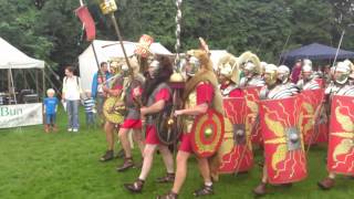 Roman Reenactment at the Amphitheatre in Caerleon Marching In [upl. by Oirram777]