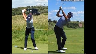 Justin Thomas golf swing  Long Iron faceon amp downtheline July 2017 [upl. by Irap]