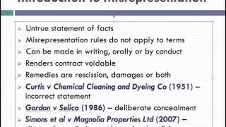 Misrepresentation Lecture 1 of 4 [upl. by Haimorej]